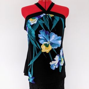 NWT T Tahari Leah Blouse Black Tropical size large